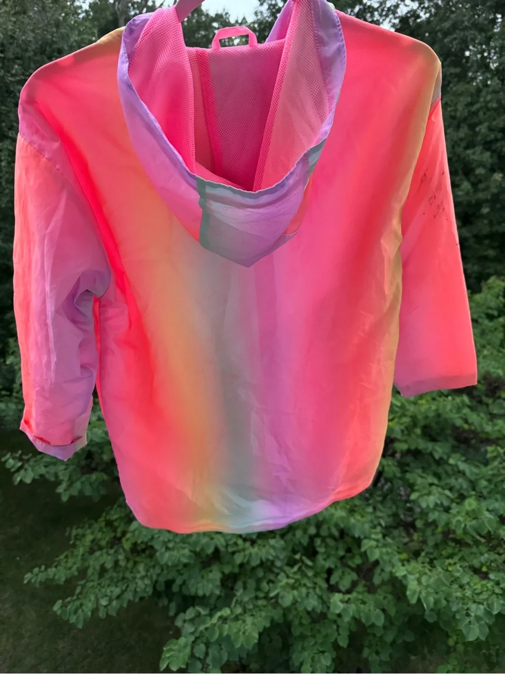 GAP Pastel Rainbow Hooded Raincoat in Pink, Yellow, Blue